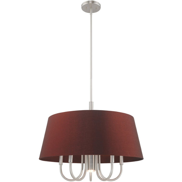 HomeRoots Six Light Dimmable Chandelier - Contemporary Cylinder Shades for Stylish, Customizable Illumination 687933