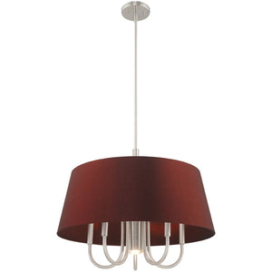 HomeRoots Six Light Dimmable Chandelier - Contemporary Cylinder Shades for Stylish, Customizable Illumination 687933