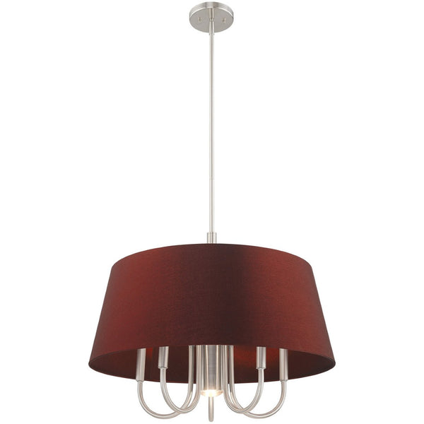 HomeRoots Six Light Dimmable Chandelier - Contemporary Cylinder Shades for Stylish, Customizable Illumination 687933
