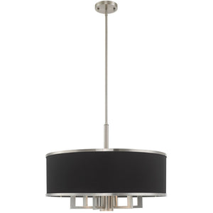 HomeRoots Seven Light Dimmable Chandelier - Modern Cylindrical Shades for Elegant Ambient Illumination 687934