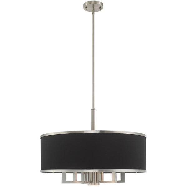 HomeRoots Seven Light Dimmable Chandelier - Modern Cylindrical Shades for Elegant Ambient Illumination 687934