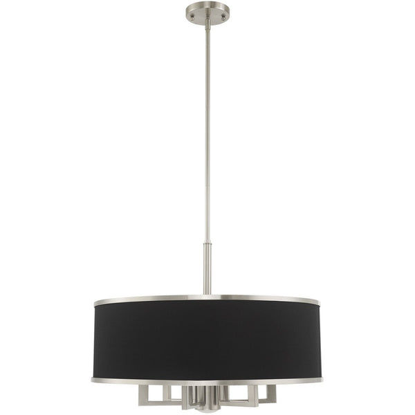 HomeRoots Seven Light Dimmable Chandelier - Modern Cylindrical Shades for Elegant Ambient Illumination 687934