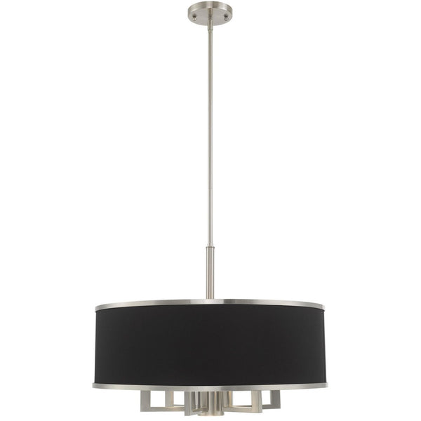 HomeRoots Seven Light Dimmable Chandelier - Modern Cylindrical Shades for Elegant Ambient Illumination 687934