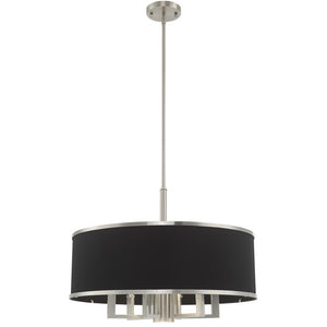 HomeRoots Seven Light Dimmable Chandelier - Modern Cylindrical Shades for Elegant Ambient Illumination 687934