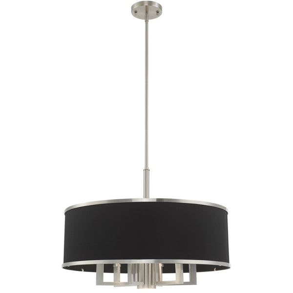 HomeRoots Seven Light Dimmable Chandelier - Modern Cylindrical Shades for Elegant Ambient Illumination 687934