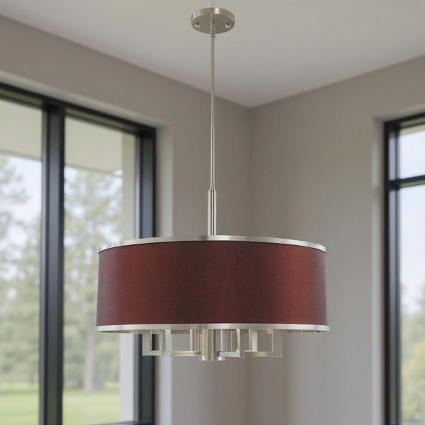 HomeRoots Seven Light Dimmable Chandelier - Modern Cylindrical Shades for Elegant Ambient Illumination 687935