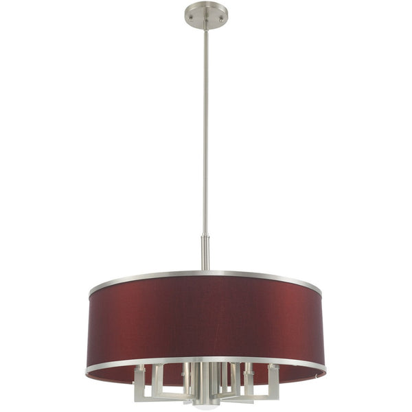 HomeRoots Seven Light Dimmable Chandelier - Modern Cylindrical Shades for Elegant Ambient Illumination 687935