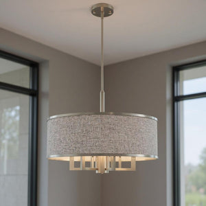 HomeRoots Seven Light Dimmable Chandelier - Sleek Cylindrical Design with Steel Shades for Modern Elegance 687936