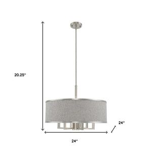 HomeRoots Seven Light Dimmable Chandelier - Sleek Cylindrical Design with Steel Shades for Modern Elegance 687936