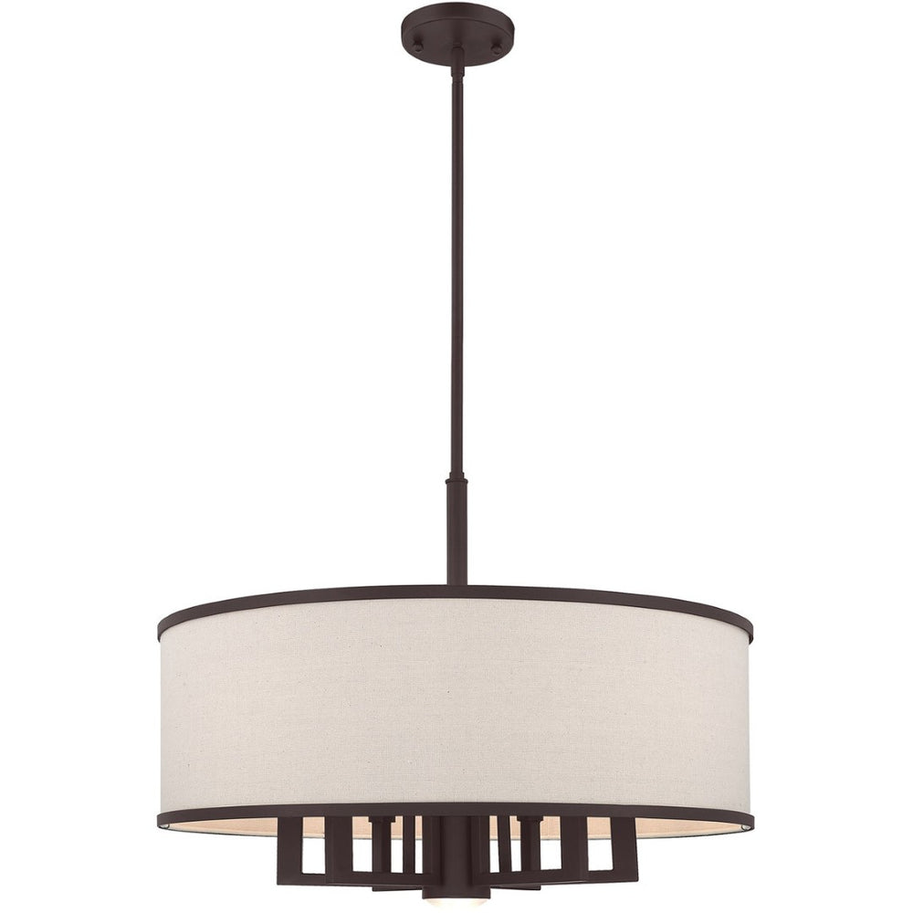 HomeRoots Bronze Seven-Light Dimmable Chandelier with Cylinder Shades for Stylish Home Illumination Upgrade 687937