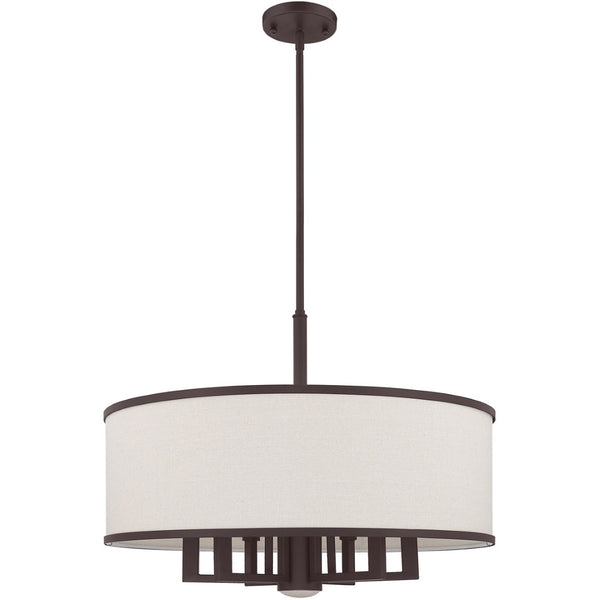 HomeRoots Bronze Seven-Light Dimmable Chandelier with Cylinder Shades for Stylish Home Illumination Upgrade 687937