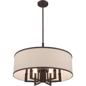 HomeRoots Bronze Seven-Light Dimmable Chandelier with Cylinder Shades for Stylish Home Illumination Upgrade 687937