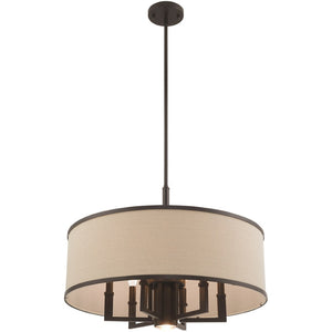 HomeRoots Bronze Seven-Light Dimmable Chandelier with Cylinder Shades for Stylish Home Illumination Upgrade 687937
