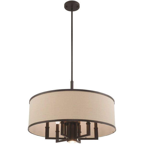 HomeRoots Bronze Seven-Light Dimmable Chandelier with Cylinder Shades for Stylish Home Illumination Upgrade 687937