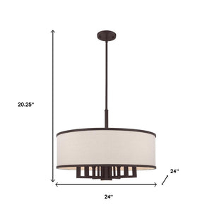 HomeRoots Bronze Seven-Light Dimmable Chandelier with Cylinder Shades for Stylish Home Illumination Upgrade 687937