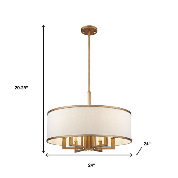 HomeRoots Seven Light Dimmable Chandelier – Modern Cylinder Shades for Versatile Lighting in Any Room 687938