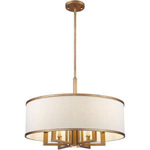 HomeRoots Seven Light Dimmable Chandelier – Modern Cylinder Shades for Versatile Lighting in Any Room 687938