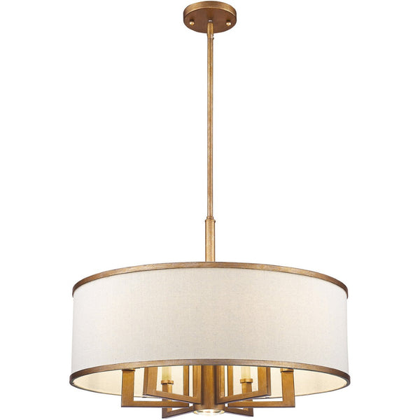 HomeRoots Seven Light Dimmable Chandelier – Modern Cylinder Shades for Versatile Lighting in Any Room 687938