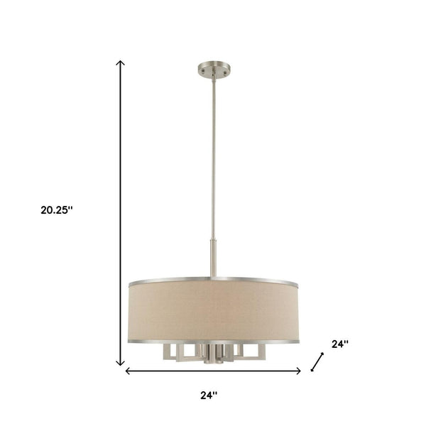 HomeRoots Seven Light Dimmable Chandelier with Sleek Cylinder Shades - Modern Steel Fixture for Any Space 687939