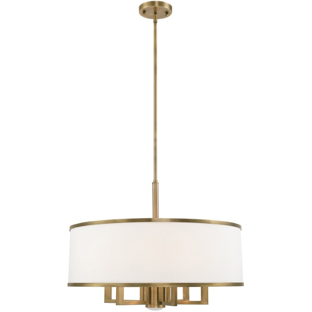 HomeRoots Seven Light Dimmable Chandelier with Sleek Cylindrical Shades - Modern Design for Any Room 687940
