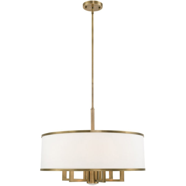 HomeRoots Seven Light Dimmable Chandelier with Sleek Cylindrical Shades - Modern Design for Any Room 687940
