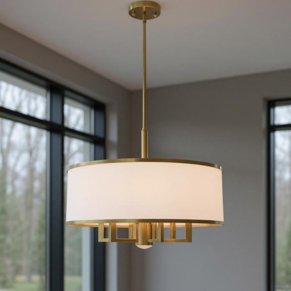 HomeRoots Seven Light Dimmable Chandelier with Sleek Cylindrical Shades - Modern Design for Any Room 687940