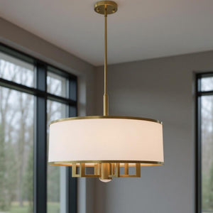HomeRoots Seven Light Dimmable Chandelier with Sleek Cylindrical Shades - Modern Design for Any Room 687940