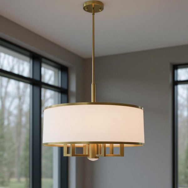 HomeRoots Seven Light Dimmable Chandelier with Sleek Cylindrical Shades - Modern Design for Any Room 687940