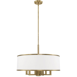 HomeRoots Seven Light Dimmable Chandelier with Sleek Cylindrical Shades - Modern Design for Any Room 687940