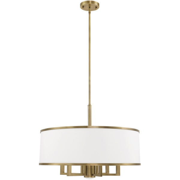 HomeRoots Seven Light Dimmable Chandelier with Sleek Cylindrical Shades - Modern Design for Any Room 687940