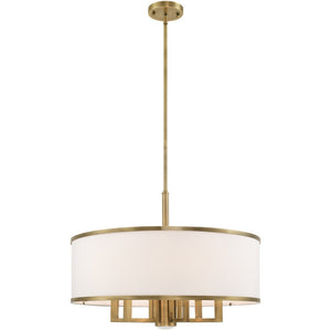 HomeRoots Seven Light Dimmable Chandelier with Sleek Cylindrical Shades - Modern Design for Any Room 687940