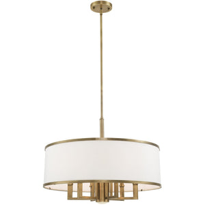 HomeRoots Seven Light Dimmable Chandelier with Sleek Cylindrical Shades - Modern Design for Any Room 687940