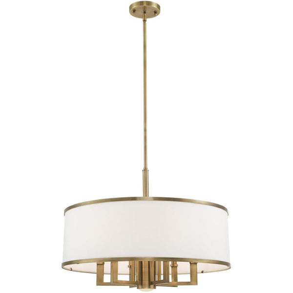 HomeRoots Seven Light Dimmable Chandelier with Sleek Cylindrical Shades - Modern Design for Any Room 687940