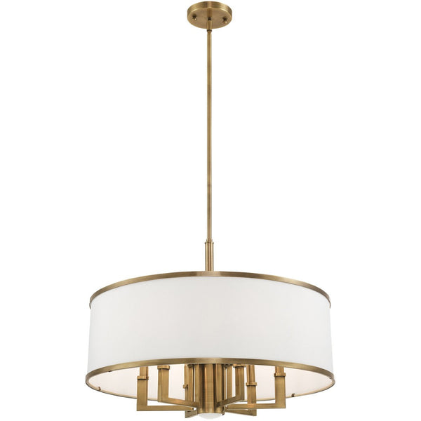 HomeRoots Seven Light Dimmable Chandelier with Sleek Cylindrical Shades - Modern Design for Any Room 687940