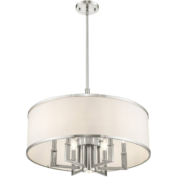 HomeRoots Six Light Dimmable Chandelier – Modern Cylinder Design with Durable Shades for Elegant Ambiance 687942
