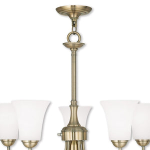 HomeRoots Six Light Dimmable Chandelier – Modern Minimalist Design with Sleek Shades for Versatile Ambiance 687943