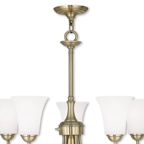 HomeRoots Six Light Dimmable Chandelier – Modern Minimalist Design with Sleek Shades for Versatile Ambiance 687943
