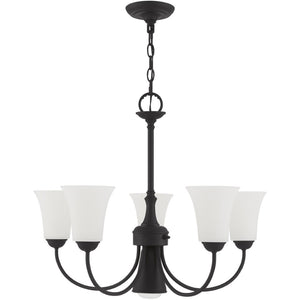 HomeRoots Black Six-Light Dimmable Chandelier with Cylinder Shades for Modern Elegance and Adjustable Ambiance 687944