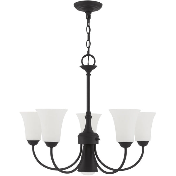 HomeRoots Black Six-Light Dimmable Chandelier with Cylinder Shades for Modern Elegance and Adjustable Ambiance 687944