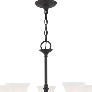 HomeRoots Black Six-Light Dimmable Chandelier with Cylinder Shades for Modern Elegance and Adjustable Ambiance 687944