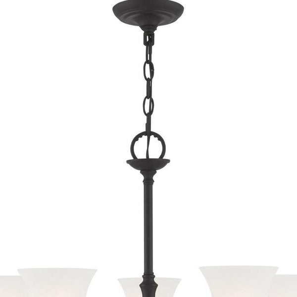 HomeRoots Black Six-Light Dimmable Chandelier with Cylinder Shades for Modern Elegance and Adjustable Ambiance 687944