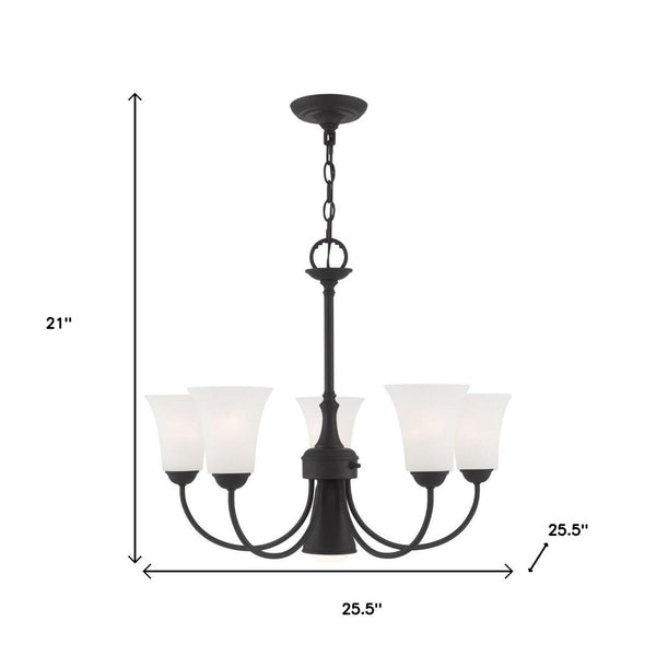 HomeRoots Black Six-Light Dimmable Chandelier with Cylinder Shades for Modern Elegance and Adjustable Ambiance 687944