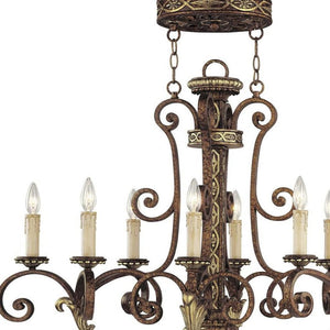 HomeRoots Bronze Eight-Light Dimmable Chandelier with Elegant Shades for Timeless Home Illumination Style 687945