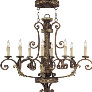 HomeRoots Bronze Eight-Light Dimmable Chandelier with Elegant Shades for Timeless Home Illumination Style 687945