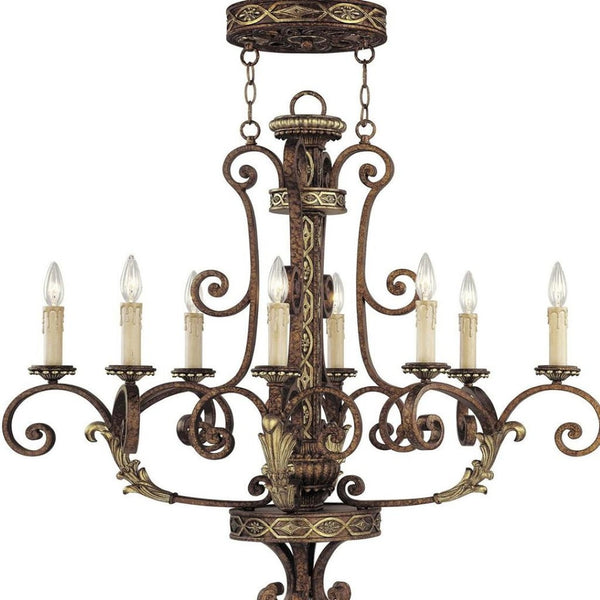 HomeRoots Bronze Eight-Light Dimmable Chandelier with Elegant Shades for Timeless Home Illumination Style 687945