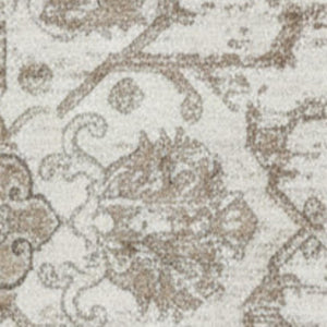 HomeRoots 5' Cream Gray and Light Brown Medallion Area Rug - Durable, Stain-Resistant Design for Busy Homes 8' X 11' 687949