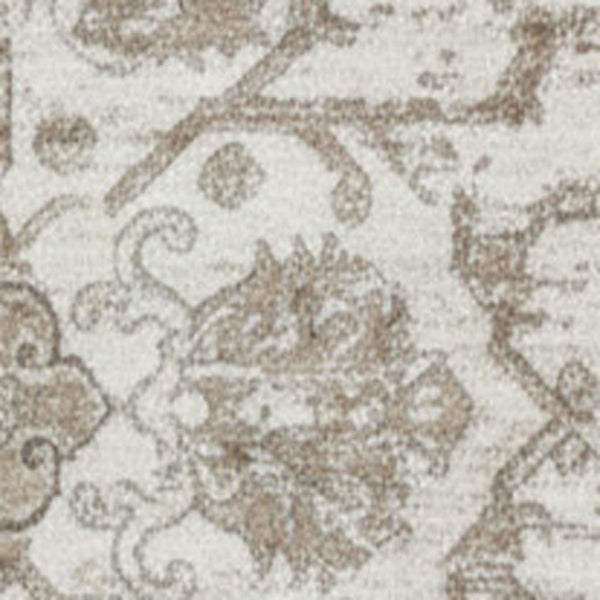 HomeRoots 5' Cream Gray and Light Brown Medallion Area Rug - Durable, Stain-Resistant Design for Busy Homes 8' X 11' 687949