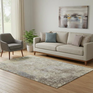 HomeRoots 5' X 8' Abstract Area Rug in Beige, Blue, and Gray - Washable, UV Protected, Kid & Pet Friendly! 687951