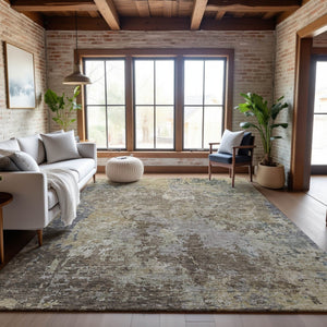 HomeRoots 5' X 8' Abstract Area Rug in Beige, Blue, and Gray - Washable, UV Protected, Kid & Pet Friendly! 687951