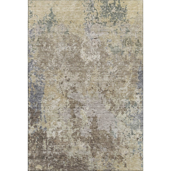 HomeRoots 5' X 8' Abstract Area Rug in Beige, Blue, and Gray - Washable, UV Protected, Kid & Pet Friendly! 687951
